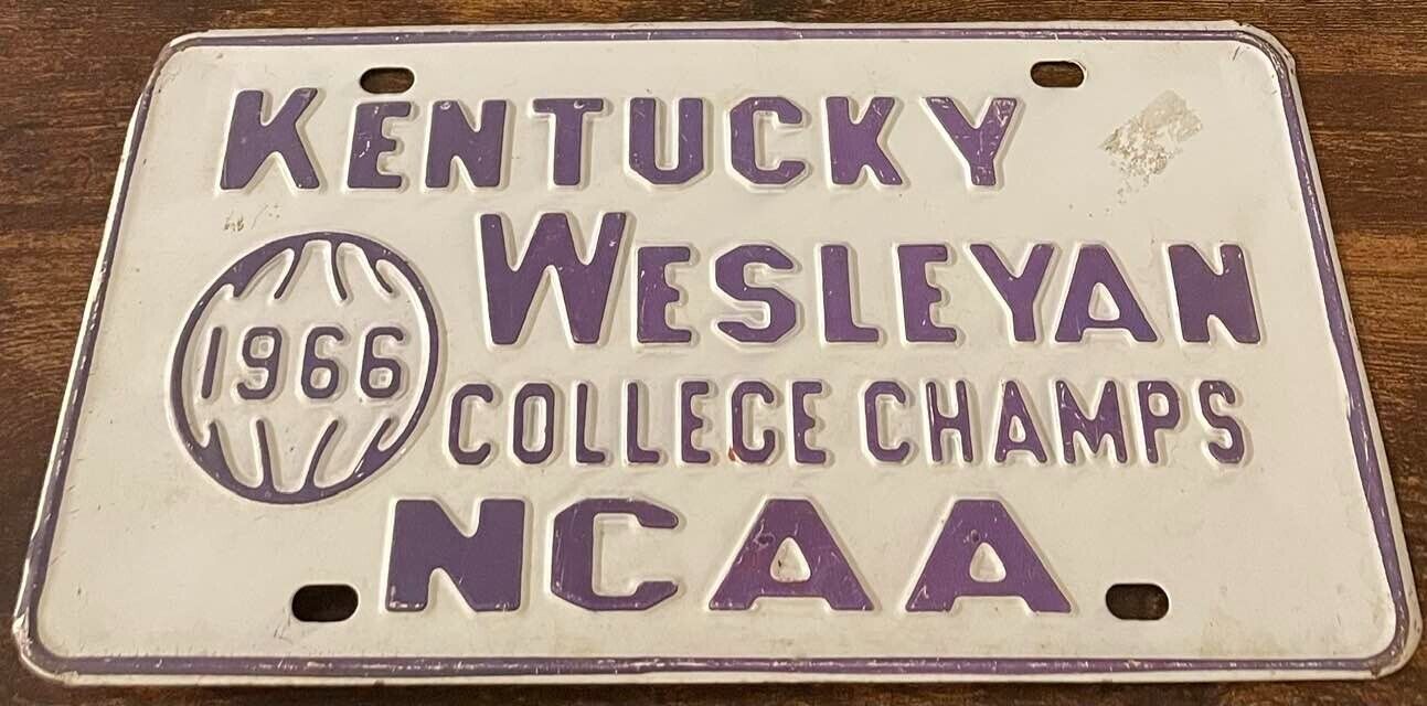 1966 Kentucky Wesleyan College Champs Booster License Plate NCAA STEEL