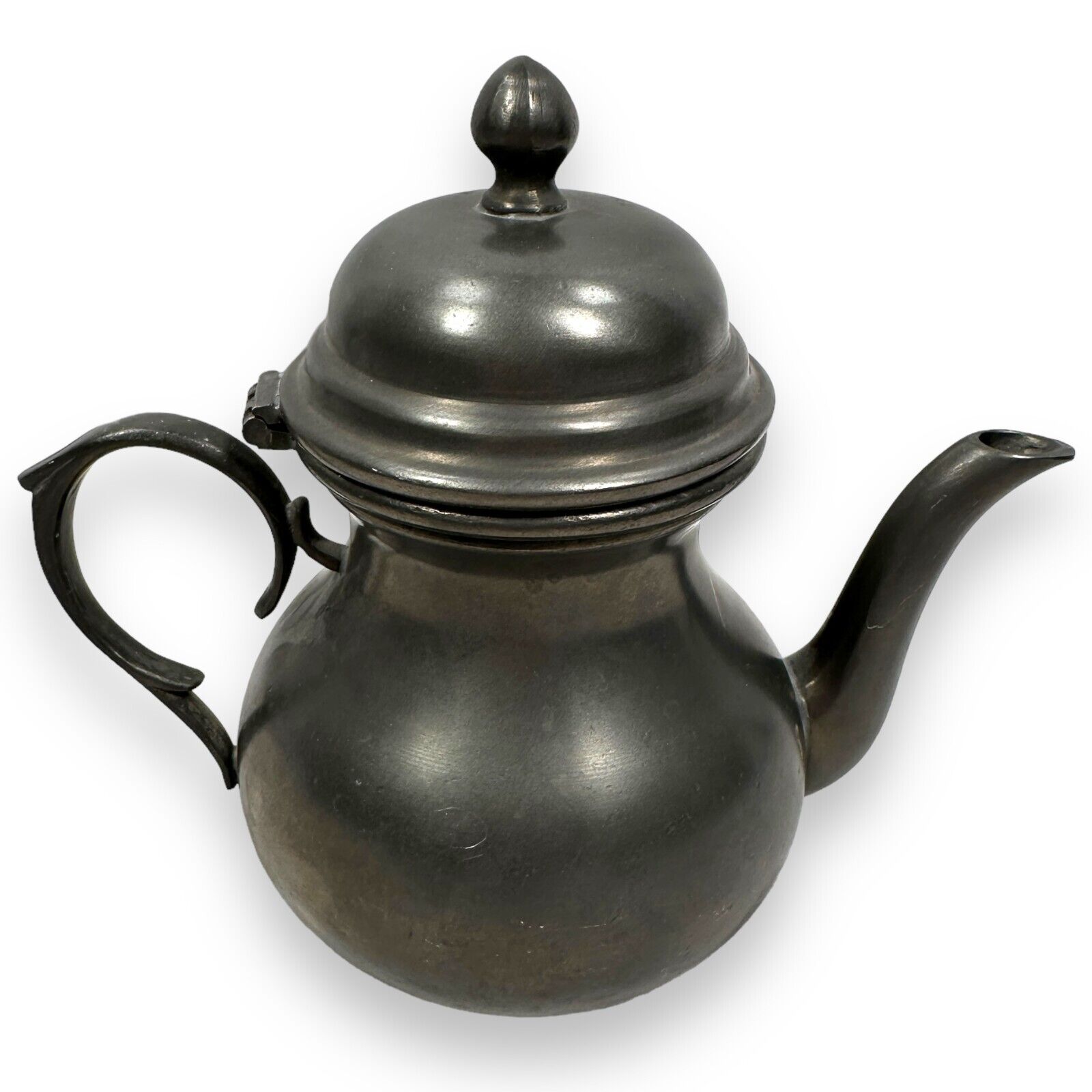 Antique Vintage Old World Pewter Small Colonial Style Teapot Coffee Tea Pot