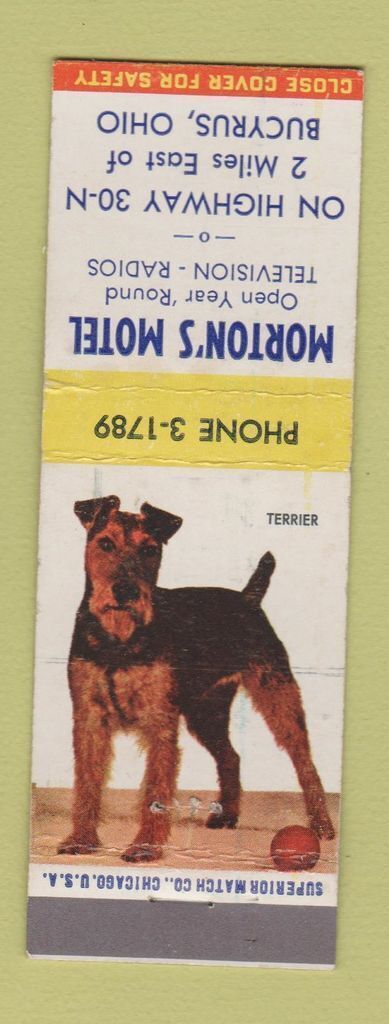 Matchbook Cover - Morton\'s Motel Bucyrus OH Terrier
