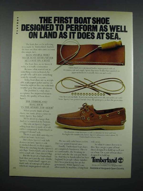 1981 Timberland Shoes Ad - Boat Shoe Performs on Land