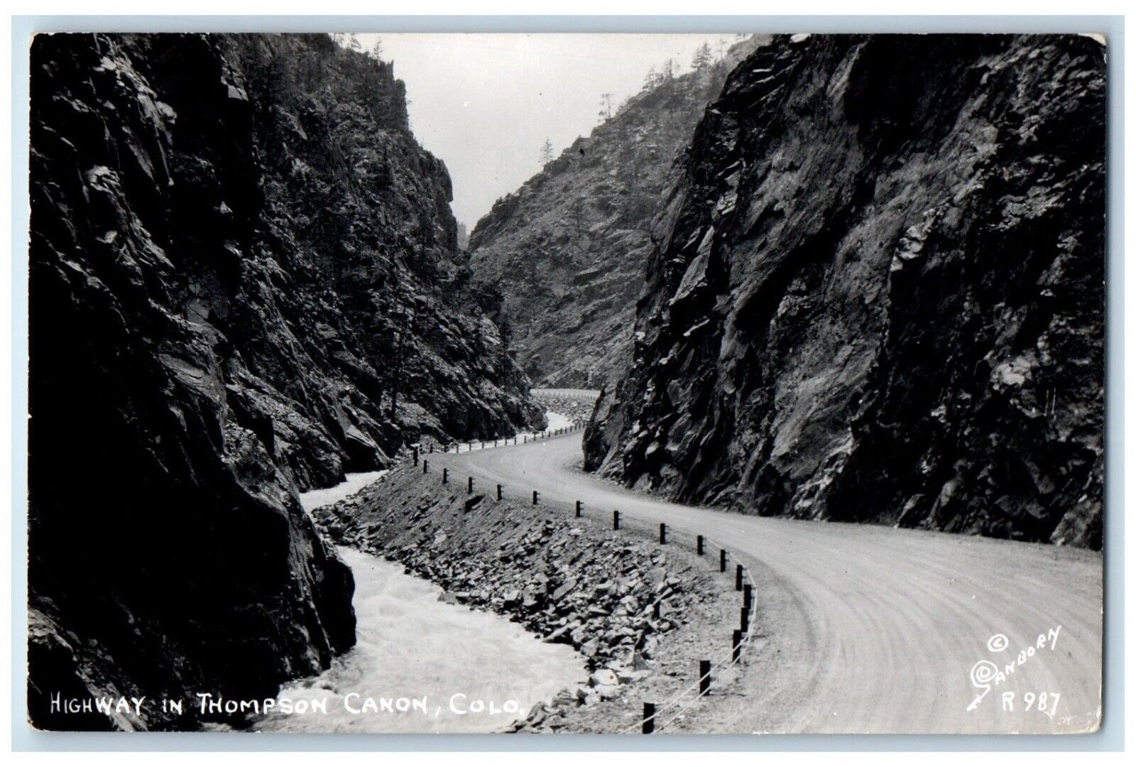 c1950\'s Highway In Thompson Canon Colorado CO Sanborn RPPC Photo Postcard