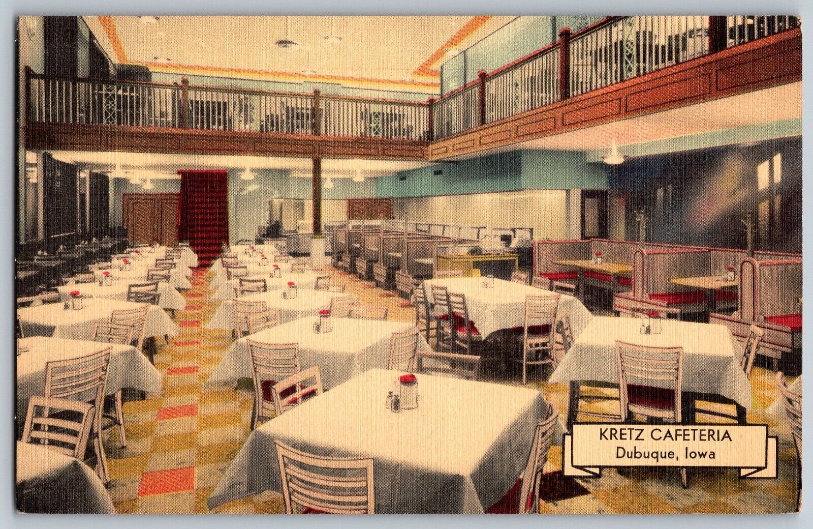 Dubuque, Iowa IA - Kretz Cafeteria - Vintage Postcard - Unposted