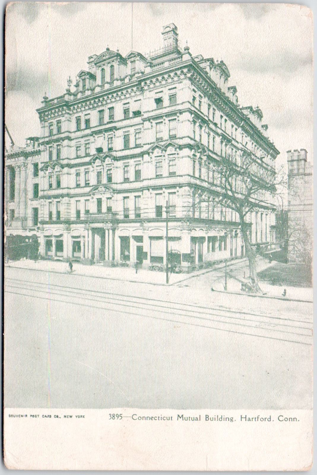 Hartford Connecticut Mutual Building USA 1910 DB Vintage Postcard Fancy Cancel