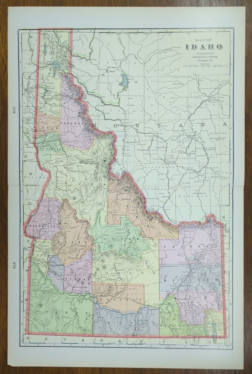 Vintage 1901 IDAHO Map 14