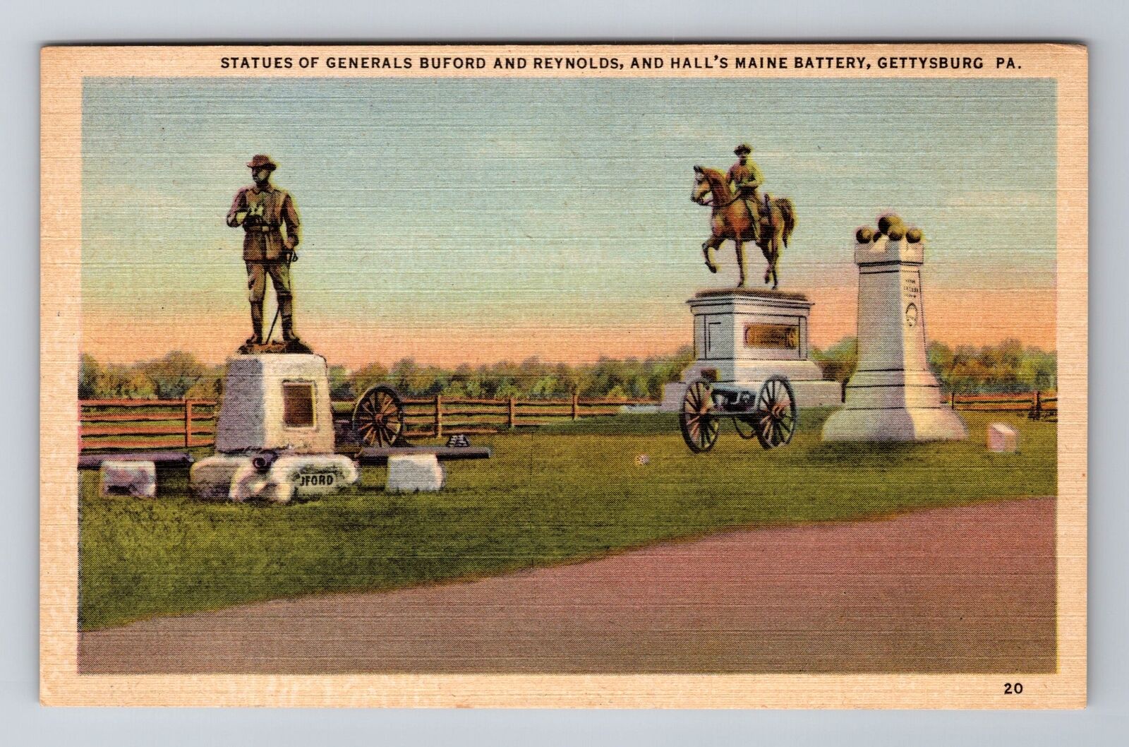 Gettysburg PA- Pennsylvania, Generals Buford And Reynolds, Vintage Postcard