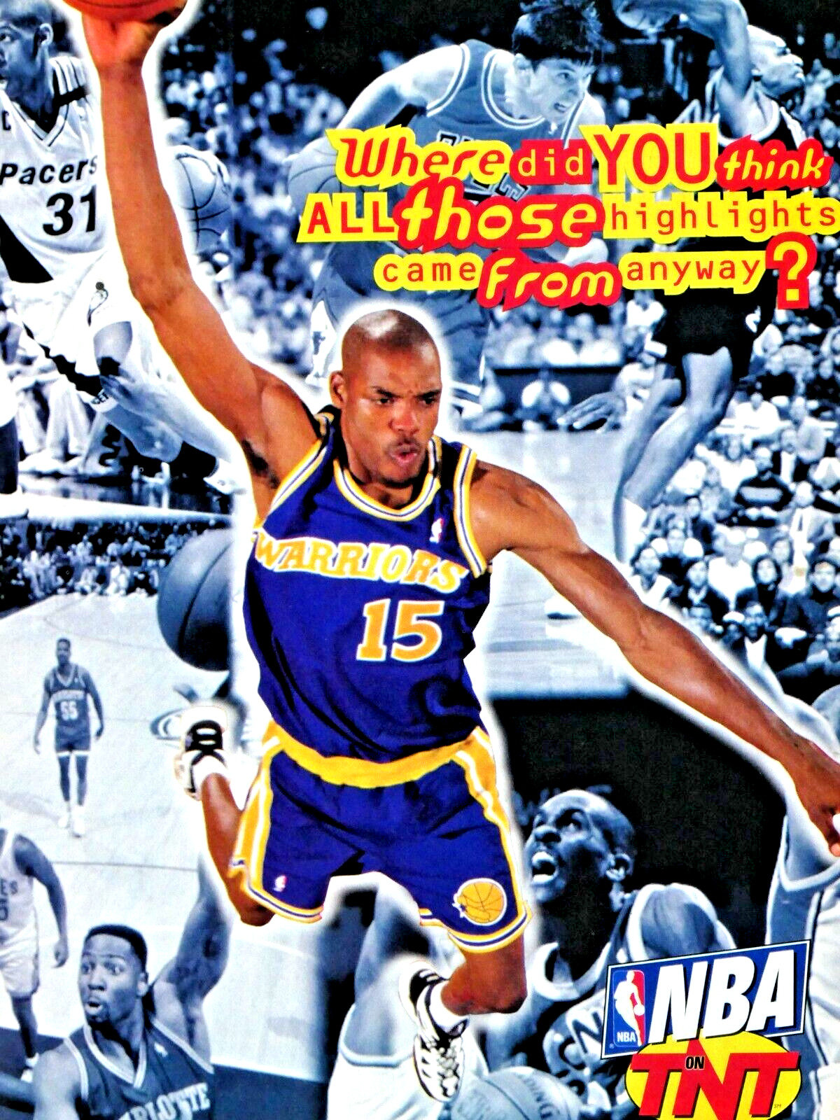 Latrell Sprewell Golden State Warriors Vintage 1995 NBA TNT Original Print Ad