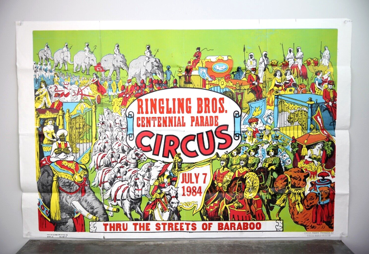 Vintage 1984 Ringling Bros Centennial Parade Circus Poster Banner Cincinatti OH
