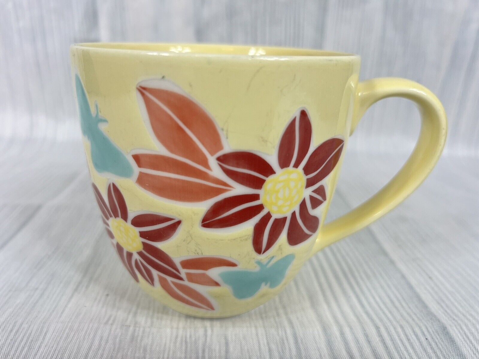 RARE Starbuck’s Coffee 2006 Spring Flowers Ceramic Butterfly Mug Cup