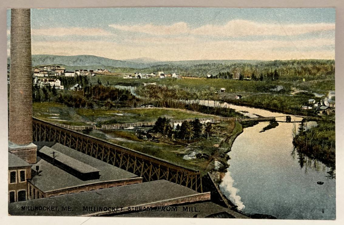 Millinocket, Stream From Mill, Millinocket, Maine ME Vintage Postcard