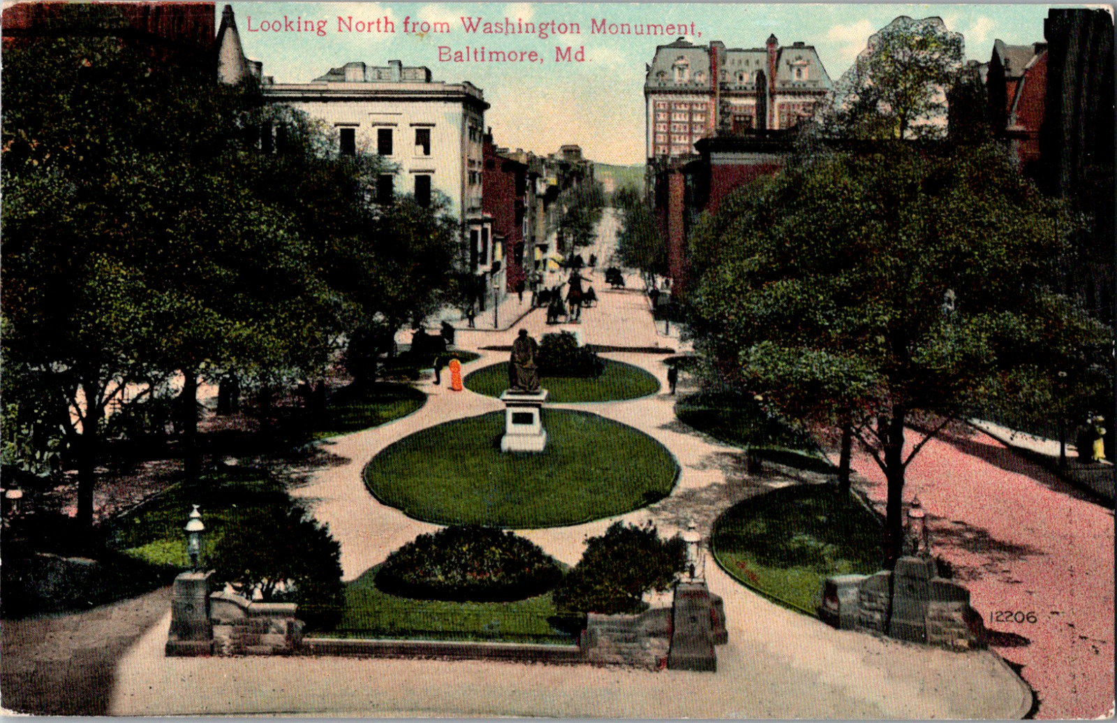 Vintage 1907 Downtown Park Garden North View Baltimore Maryland MD Postcard 