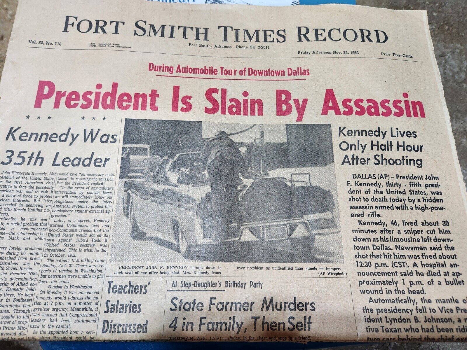 Fort Smith Times Record & Southwest American newspapers of JFK Assassination