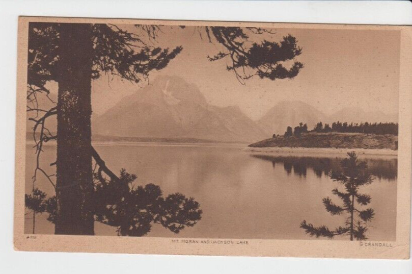 Postcard WY Jackson Hole Wyoming Mt Moran and Jackson Lake Crandall c.1927 G10