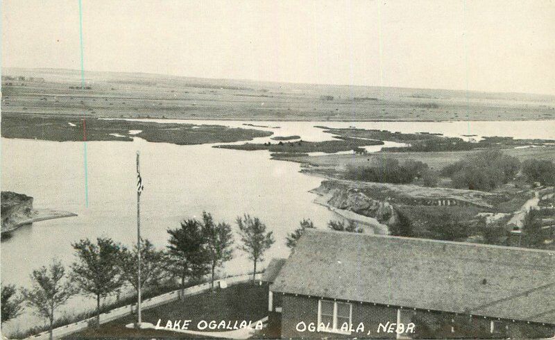 Ogallala Nebraska 1920s RPPC Photo Postcard Lake Birdseye 21-14289