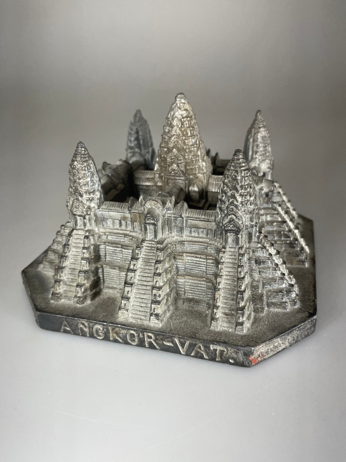 Vintage Metal Souvenir Building Lead Angkor Wat Cambodia Paris 1931 Inkwell