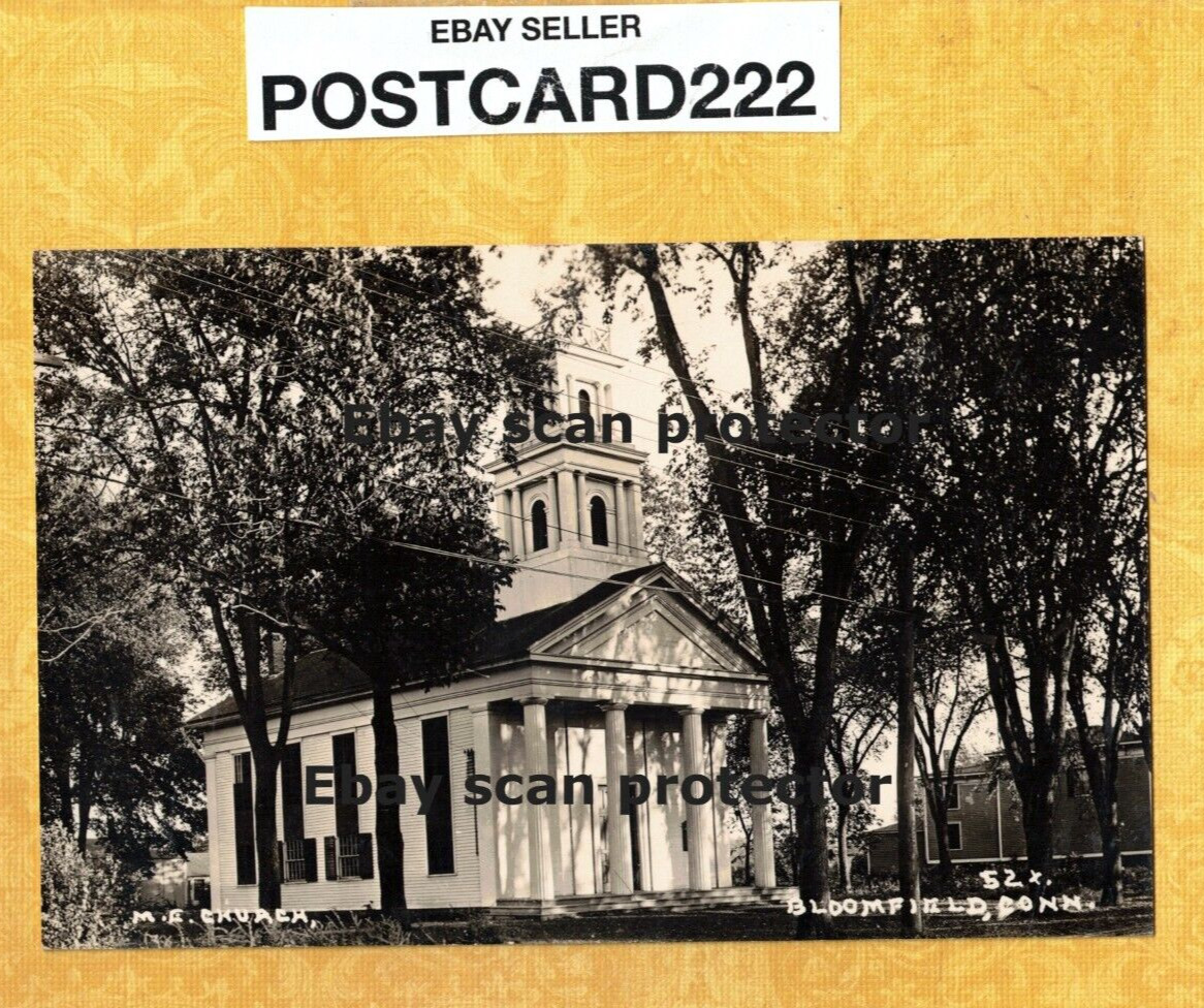CT Bloomfield 1940s era vintage RPPC postcard M E CHURCH BUILDING CONN