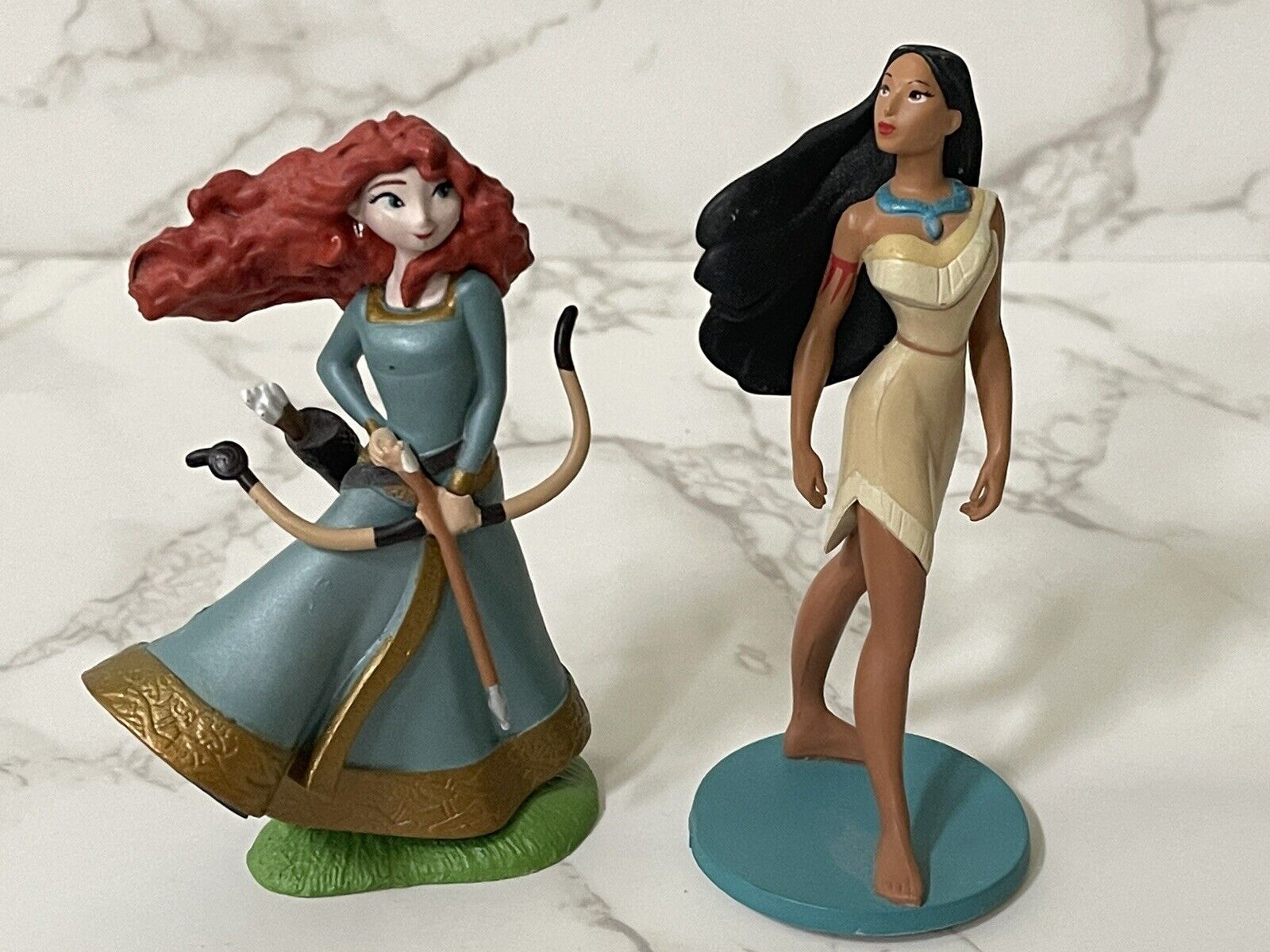 Lot Of 2 Disney Princesses Cake Toppers Snow Merida Pocahontas