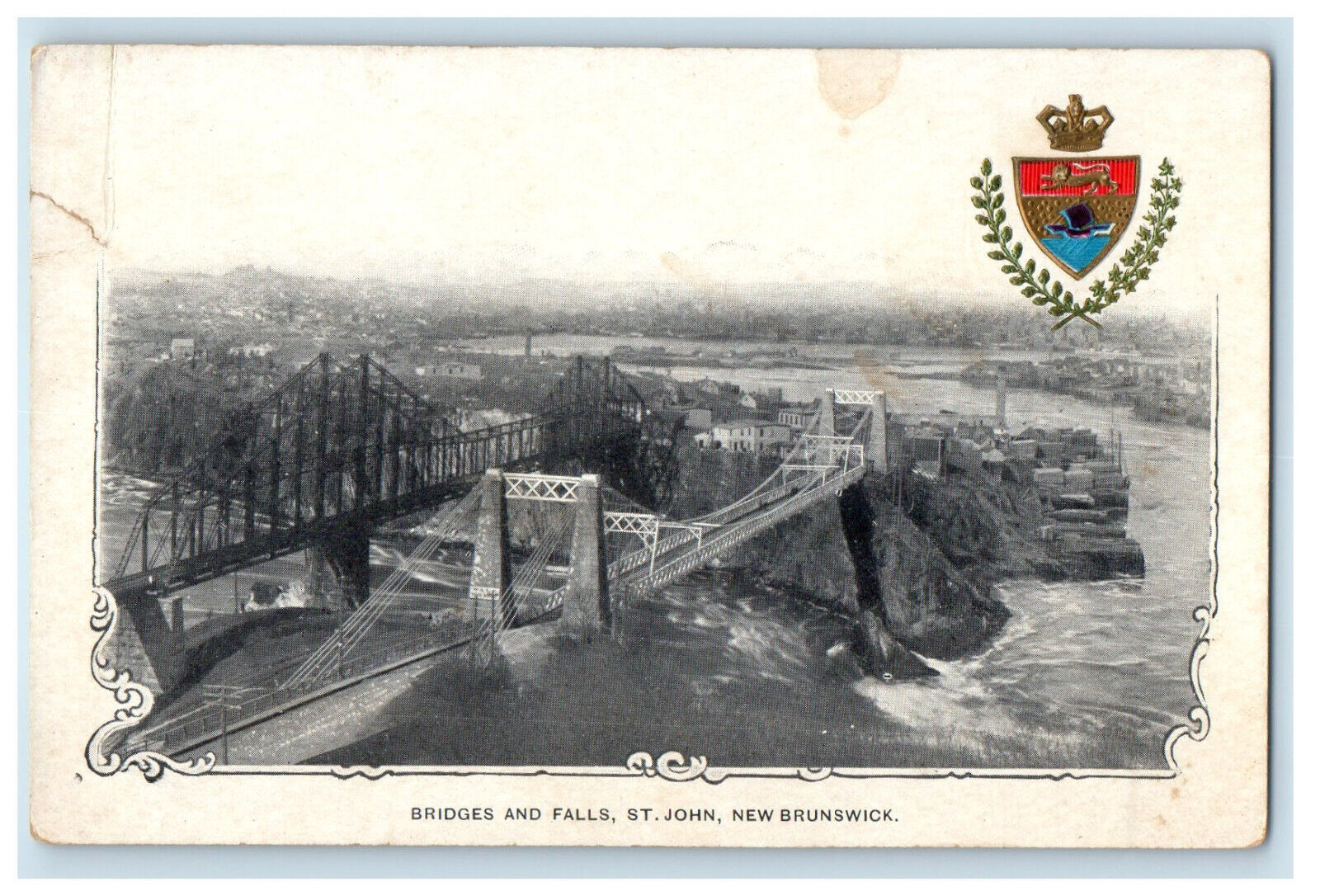 c1900\'s Bridges and Falls, St. John New Brunswick Canada Embossed PMC Postcard