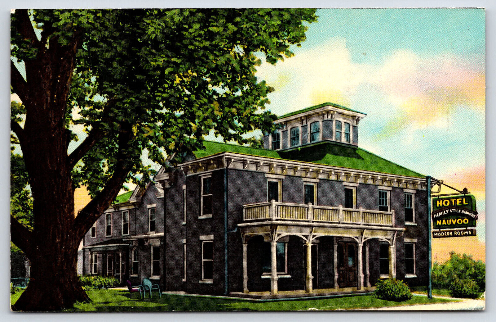 Nauvoo IL-Illinois, Hotel Nauvoo, Historic Inn, Typed Vintage Antique Postcard
