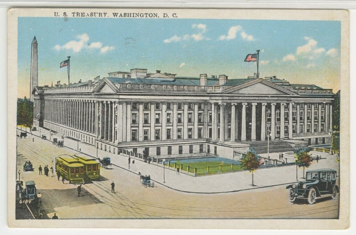 Washington, D.C. Postcard View Of U.S. Treasury Department c1920s vintage G6