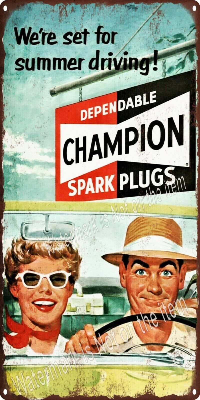 1964 CHAMPION SPARK PLUGS Summer driving Garage Shop Metal Sign 6x12 A572