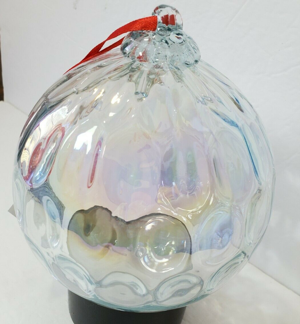 Huta Szkea Rogi Christmas Ornament Blown Glass Ball Irridescent 6\