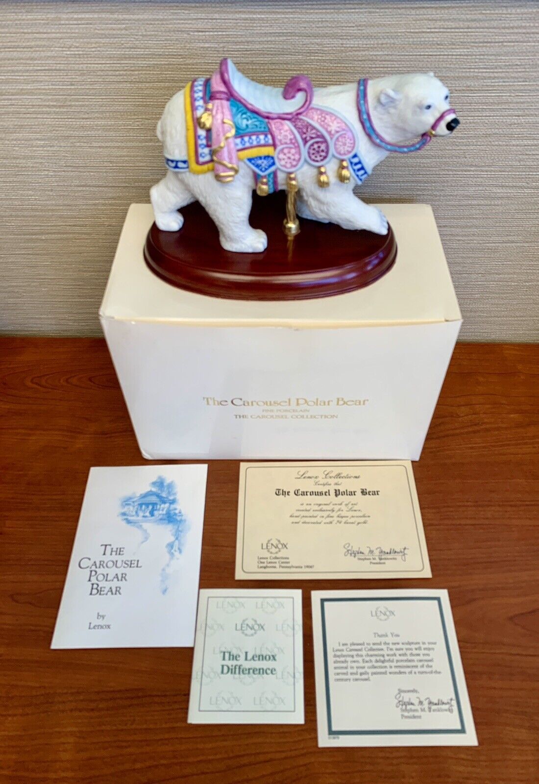 Vintage 1991 Lenox The Carousel Polar Bear w/Box & Certificate