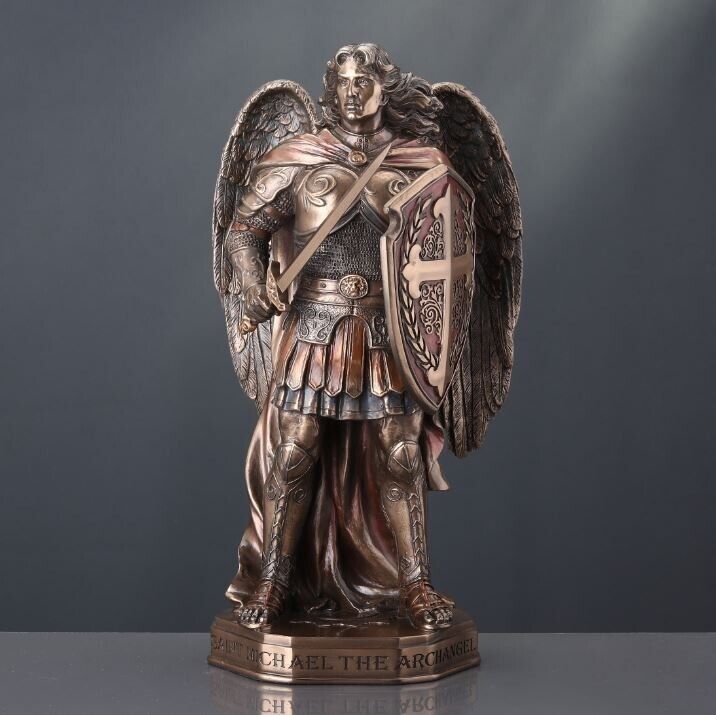 Veronese Design \'St. Michael with Sword & Shield\' Cold Cast Bronze Statue, New