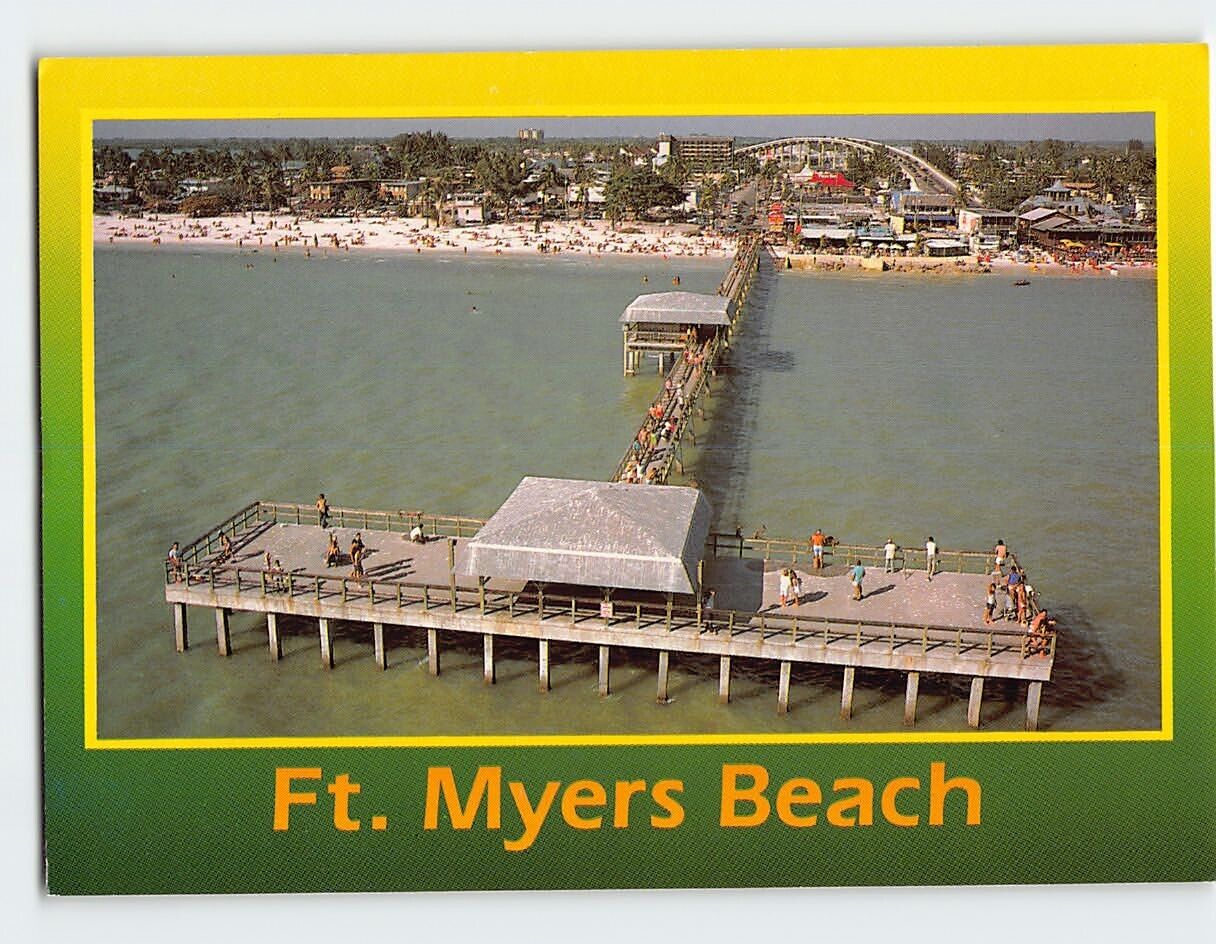 Postcard View of the popular fishing pier Fort Myers Beach Florida USA