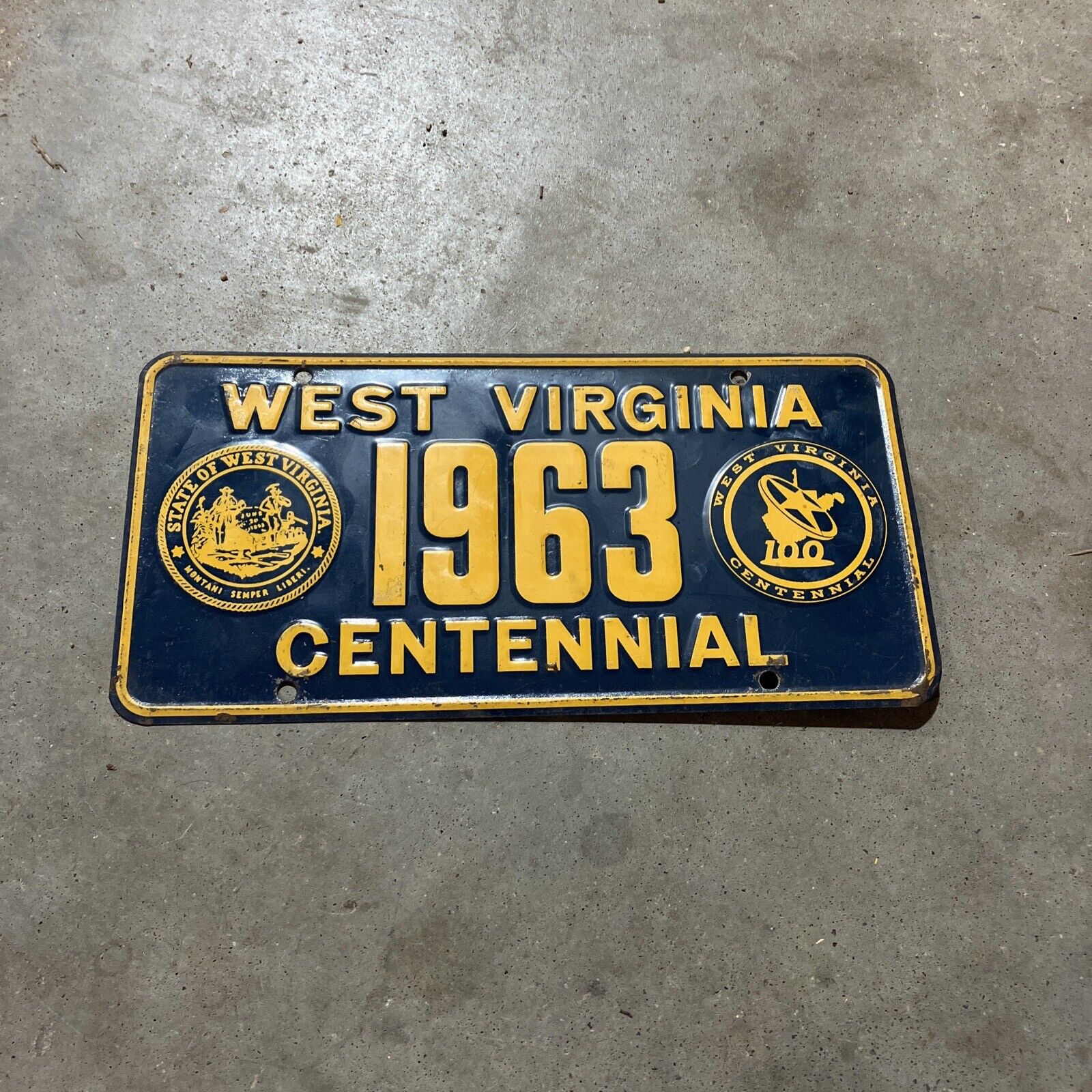 1963 West Virginia Centennial Booster License Plate