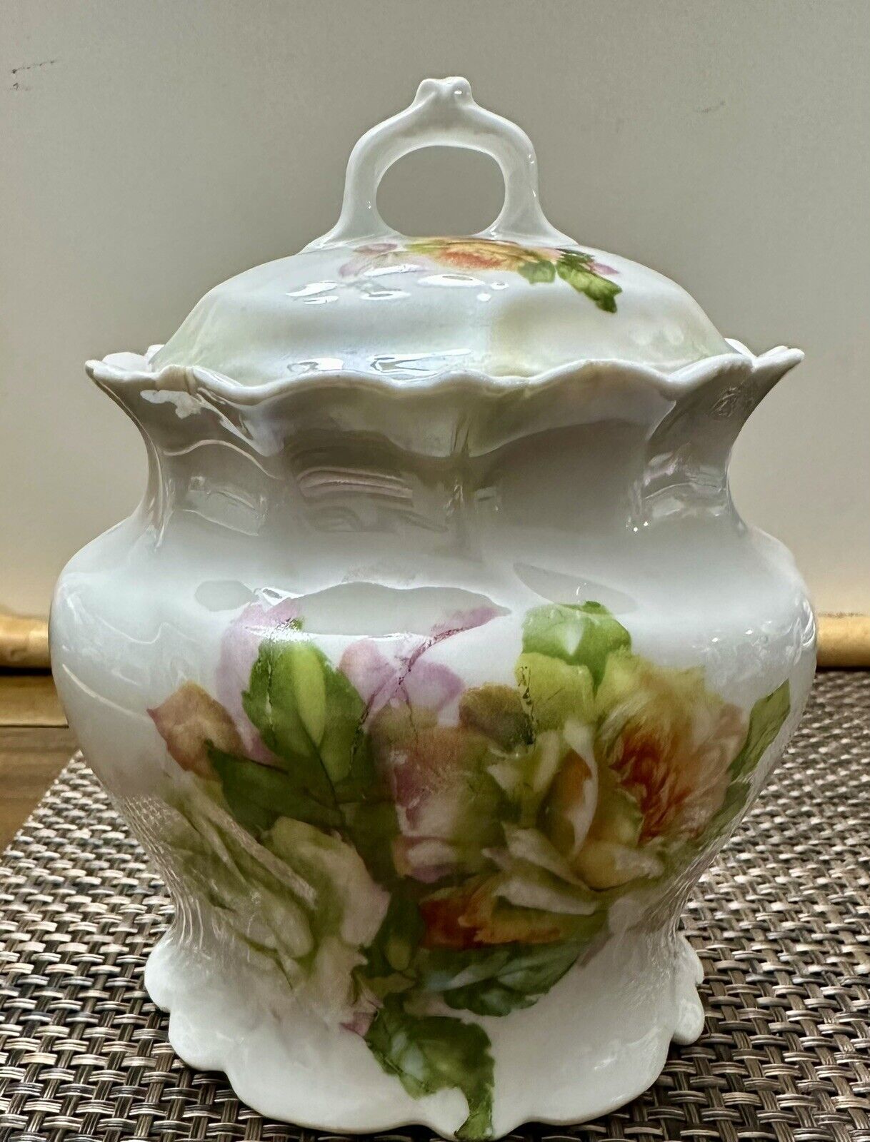 Vintage/antique Hand Painted Biscuit Jar Made In Germany 