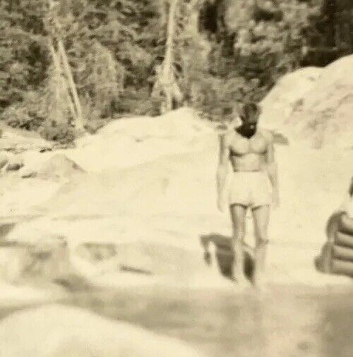 (AdE) FOUND PHOTO Photograph Snapshot Artistic Swimming Hole Handsome Shirtless