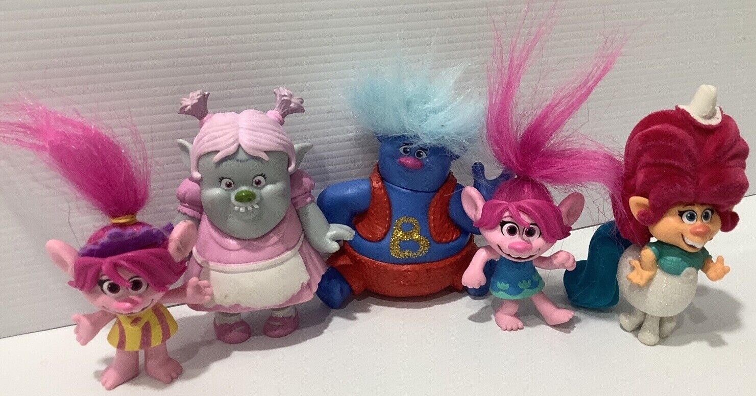 Trolls X5 Bulk Lot Hasbro Dreamworks 2015 Trolls Movie Figurines #3 Kids Toy