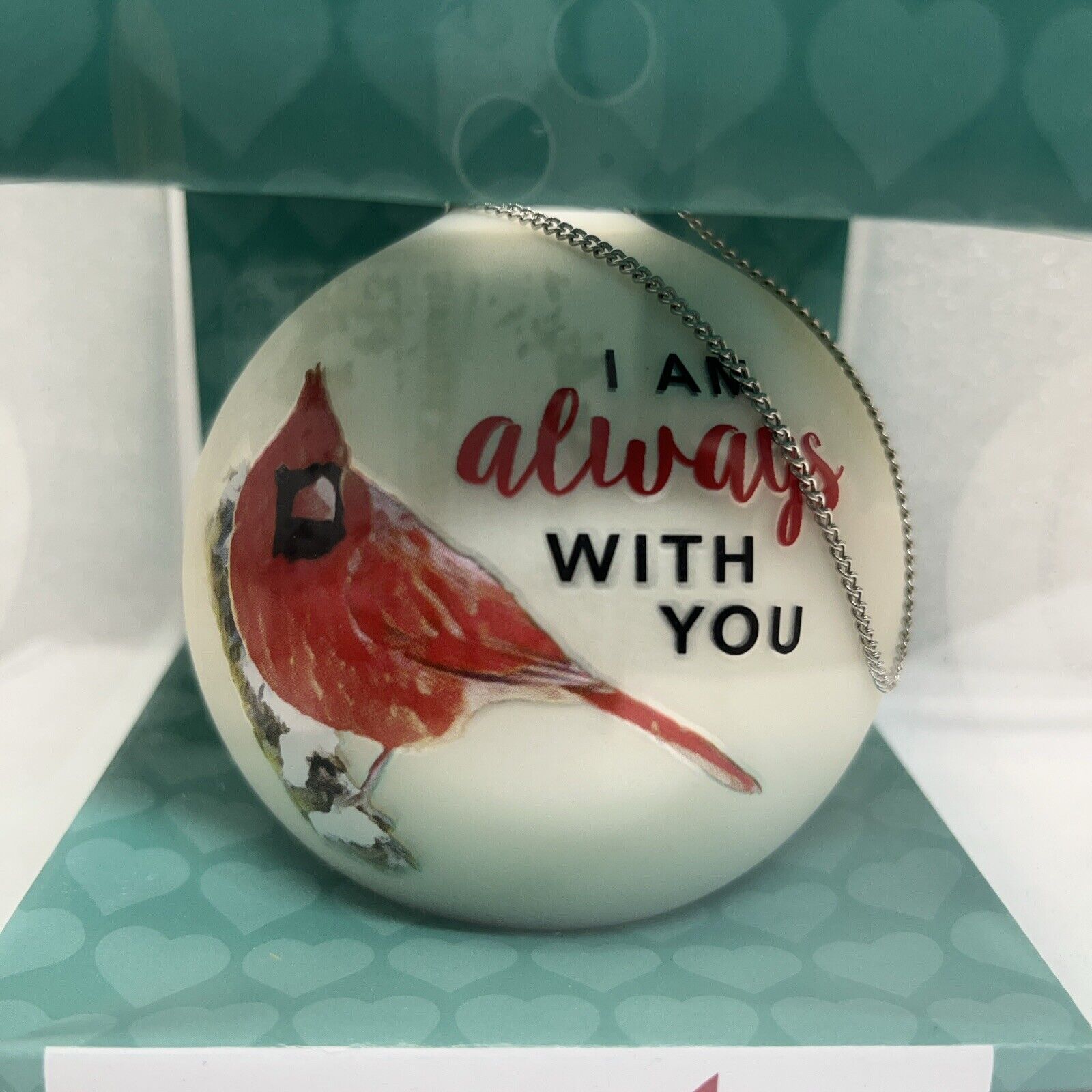 Caring Cardinal Glass Ball Ornament I Am Always With You Can Personalize NMIB