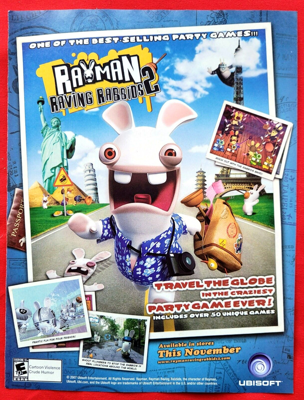 2007 RAYMAN Raving Rabbids 2 Video Game - Promo PRINT AD