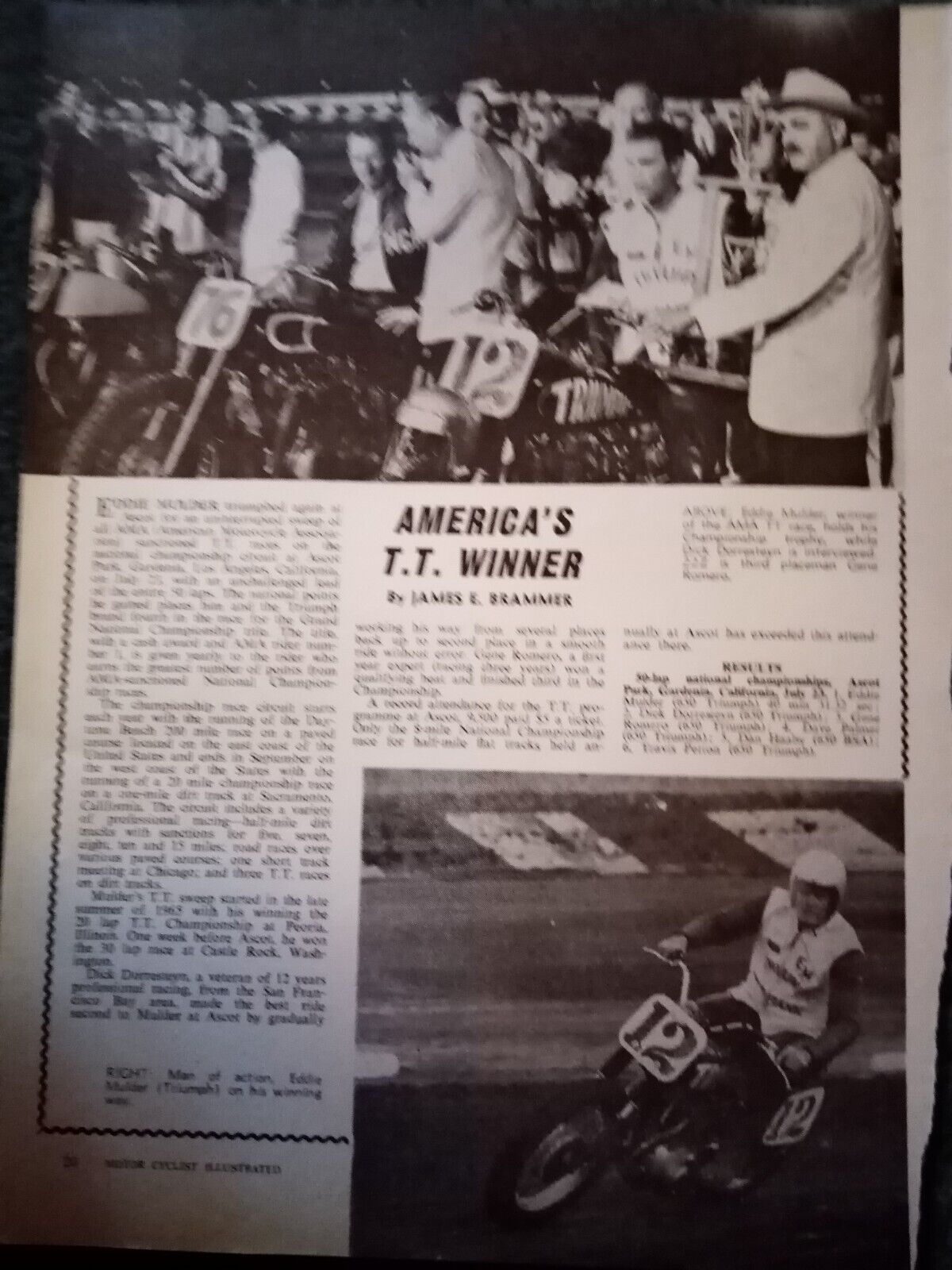 Kvc50  Ephemera 1966 motorbike picture article Eddie mulder 