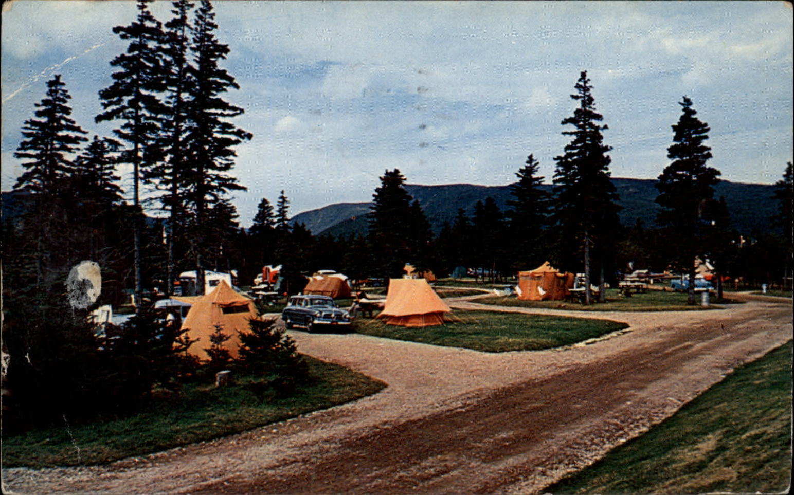 Camp Grounds Ingonish Cape Breton Nova Scotia Canada ~ 1959 vintage postcard