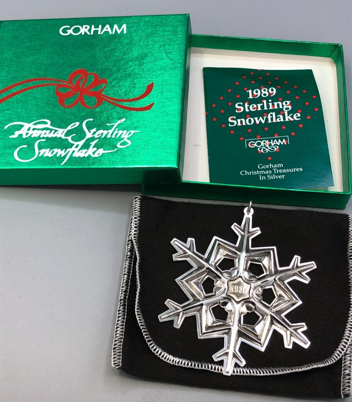 Gorham Sterling Silver 1989 Annual Snowflake Ornament, with box