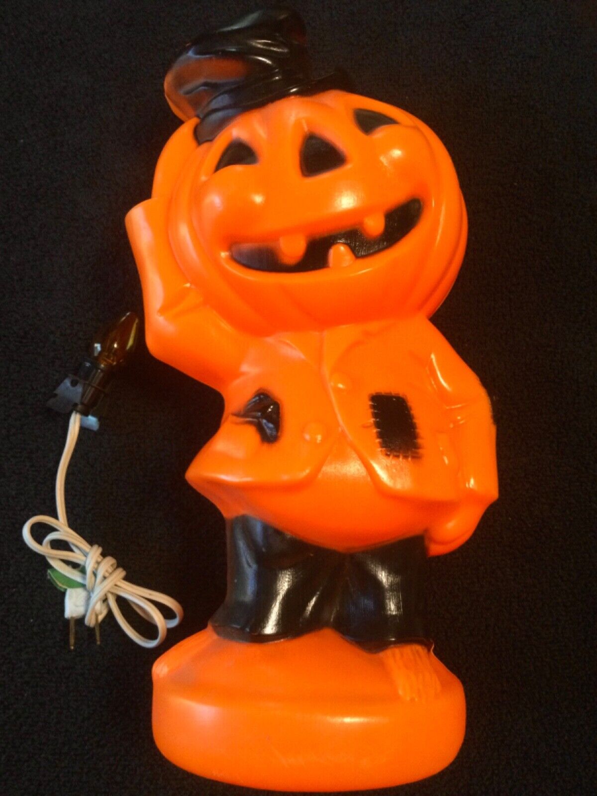 Vintage 1969 EMPIRE Halloween JOL PUMPKIN SCARECROW BLOW MOLD 15” tall with cord
