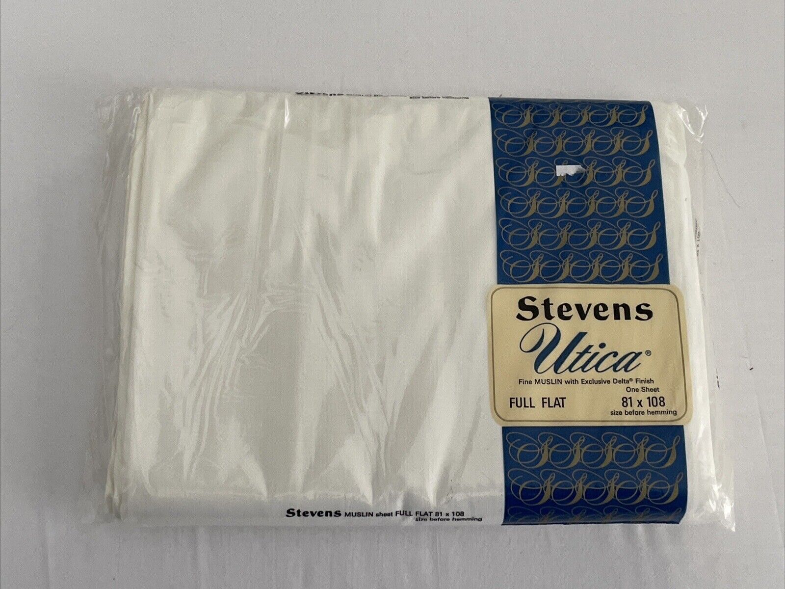 Stevens Utica Full Flat Sheet Fine Muslin Delta Finish Sealed NOS 1123