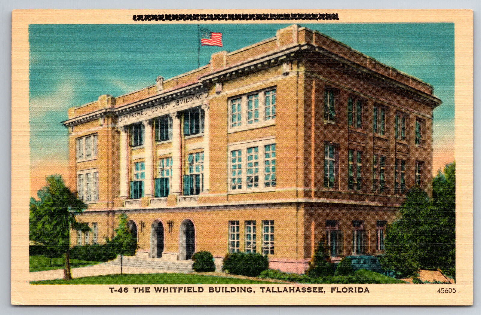 Vintage Postcard FL Tallahassee Whitfield Building Street View -846