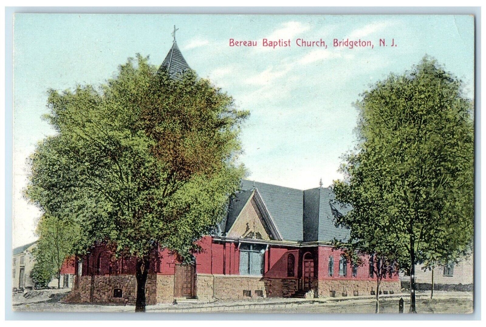c1910 Bereau Baptist Church Chapel Exterior View Bridgeton New Jersey Postcard