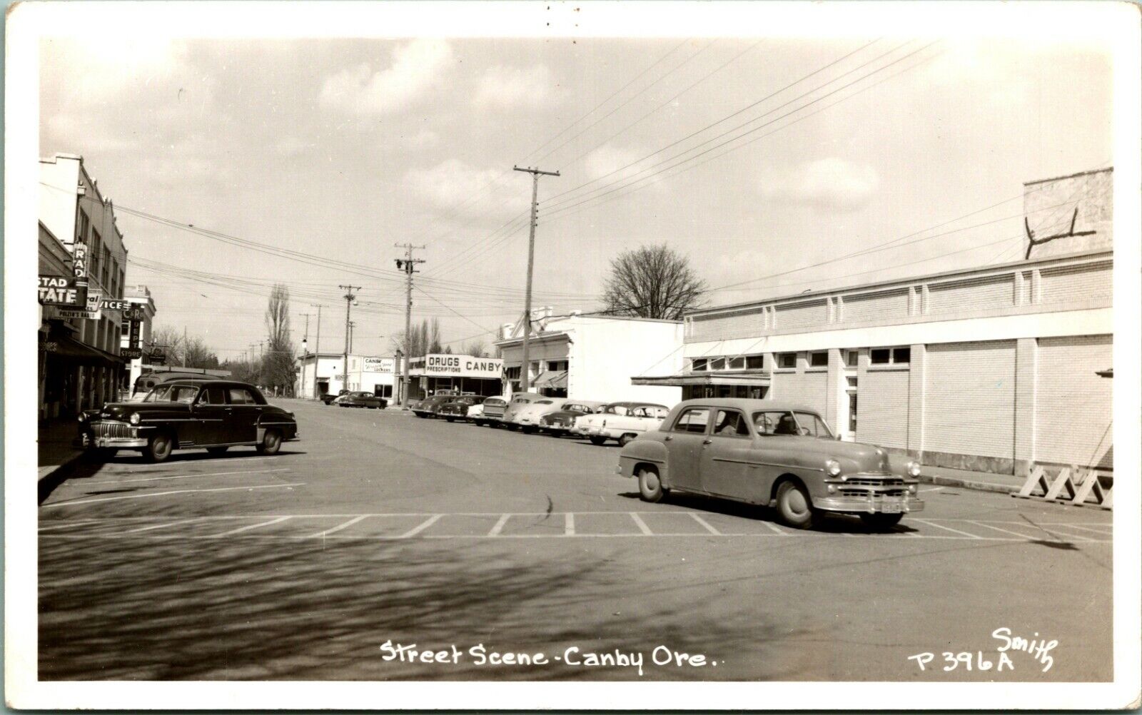 RPPC Street View Cars Drug Store Canby Oregon OR UNP Smith Photo Postcard D6