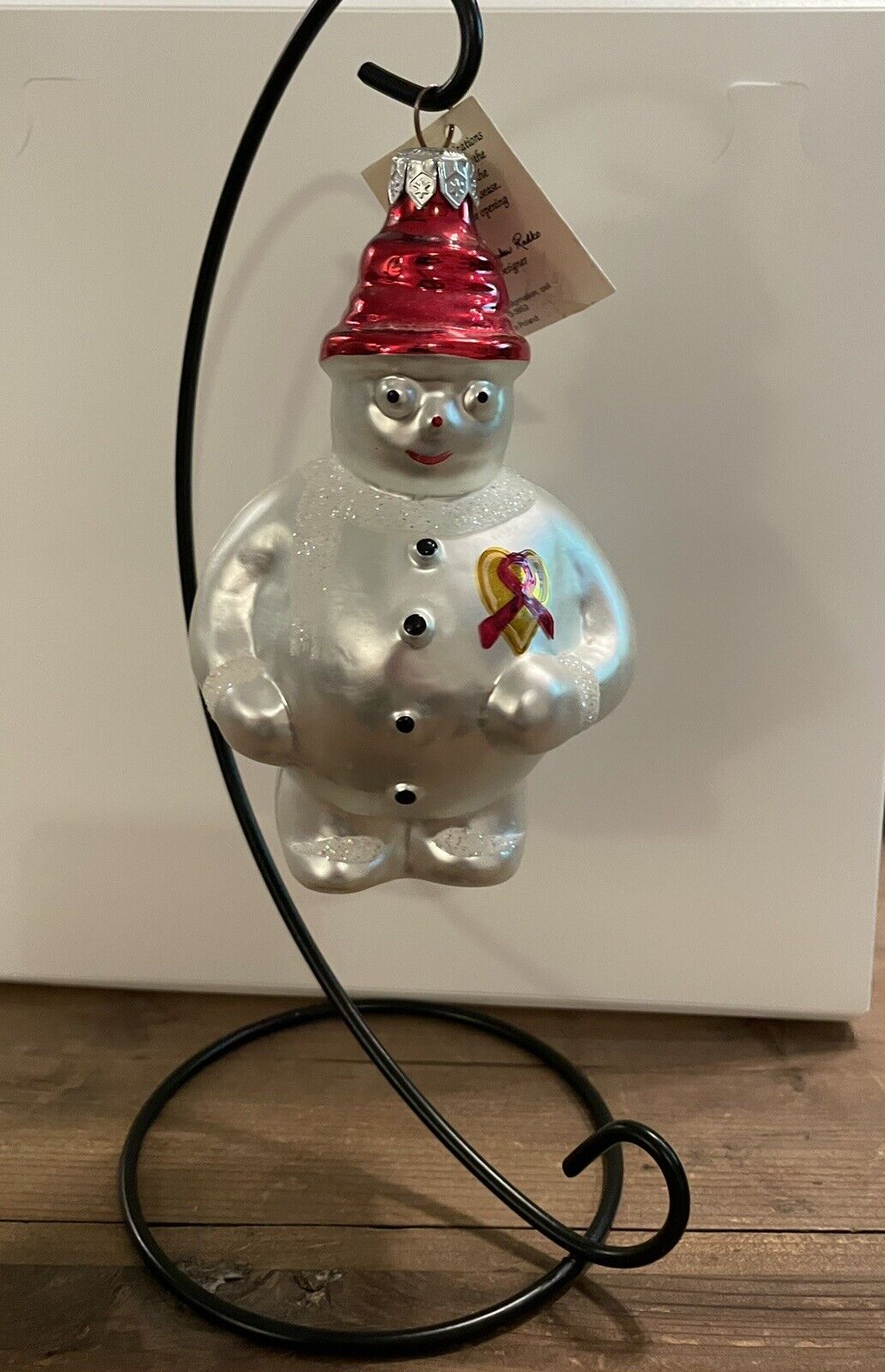 Christopher Radko 1994 Frosty Cares Snowman Glass Ornament with Hang Tag