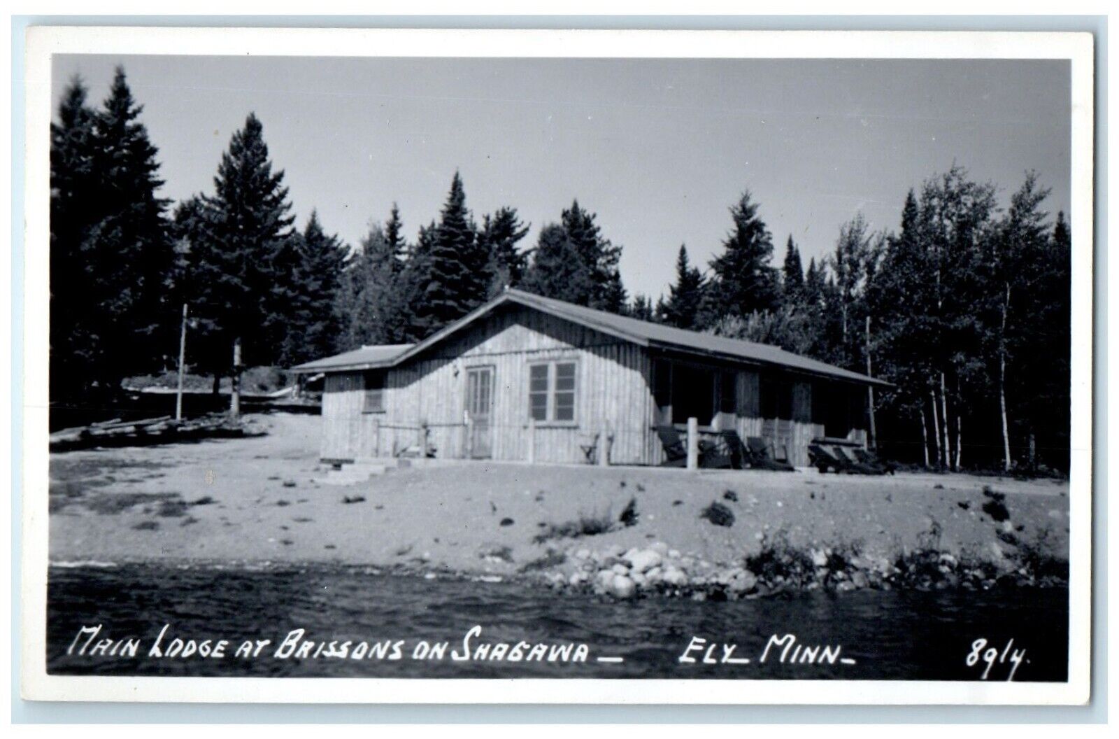 1940 Main Lodge Brissons Shagawa Exterior View Ely Minnesota RPPC Photo Postcard