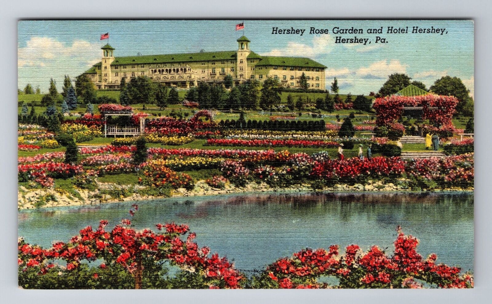 Hershey PA-Pennsylvania, Hershey Rose Garden, Antique, Vintage c1943 Postcard