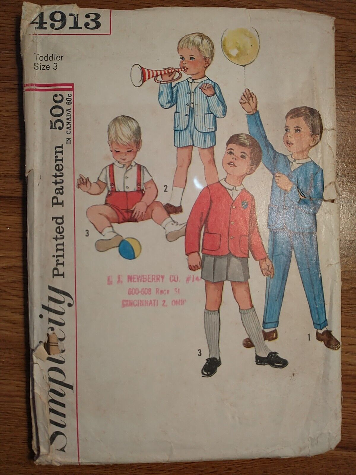 VTG Sewing Pattern Toddler Boy Size 3 Eton-style Jacket Shirt Pants Cut 1960s