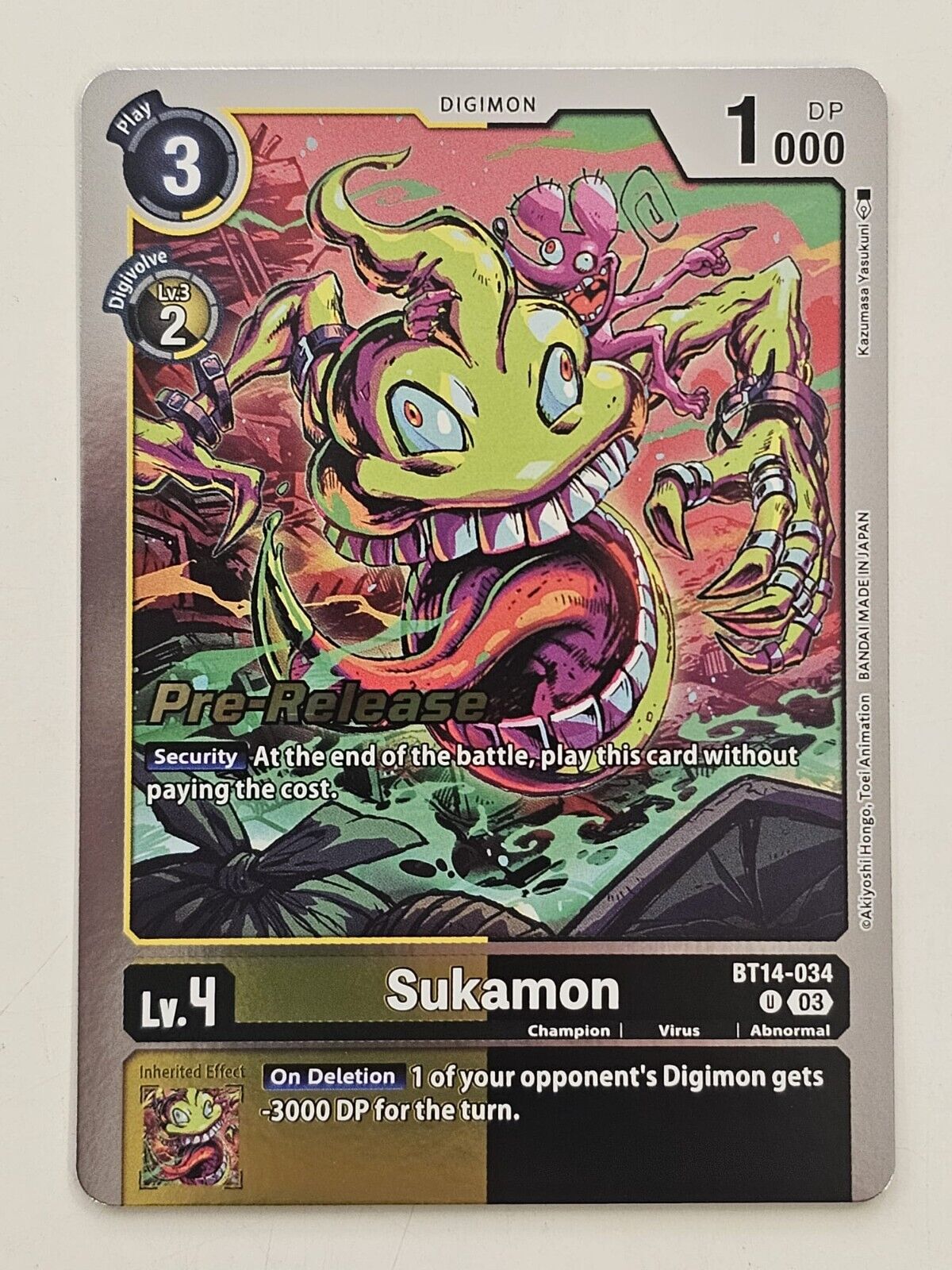Digimon Card Game Prerelease Promo - Sukamon (BT14-034) ENG NM