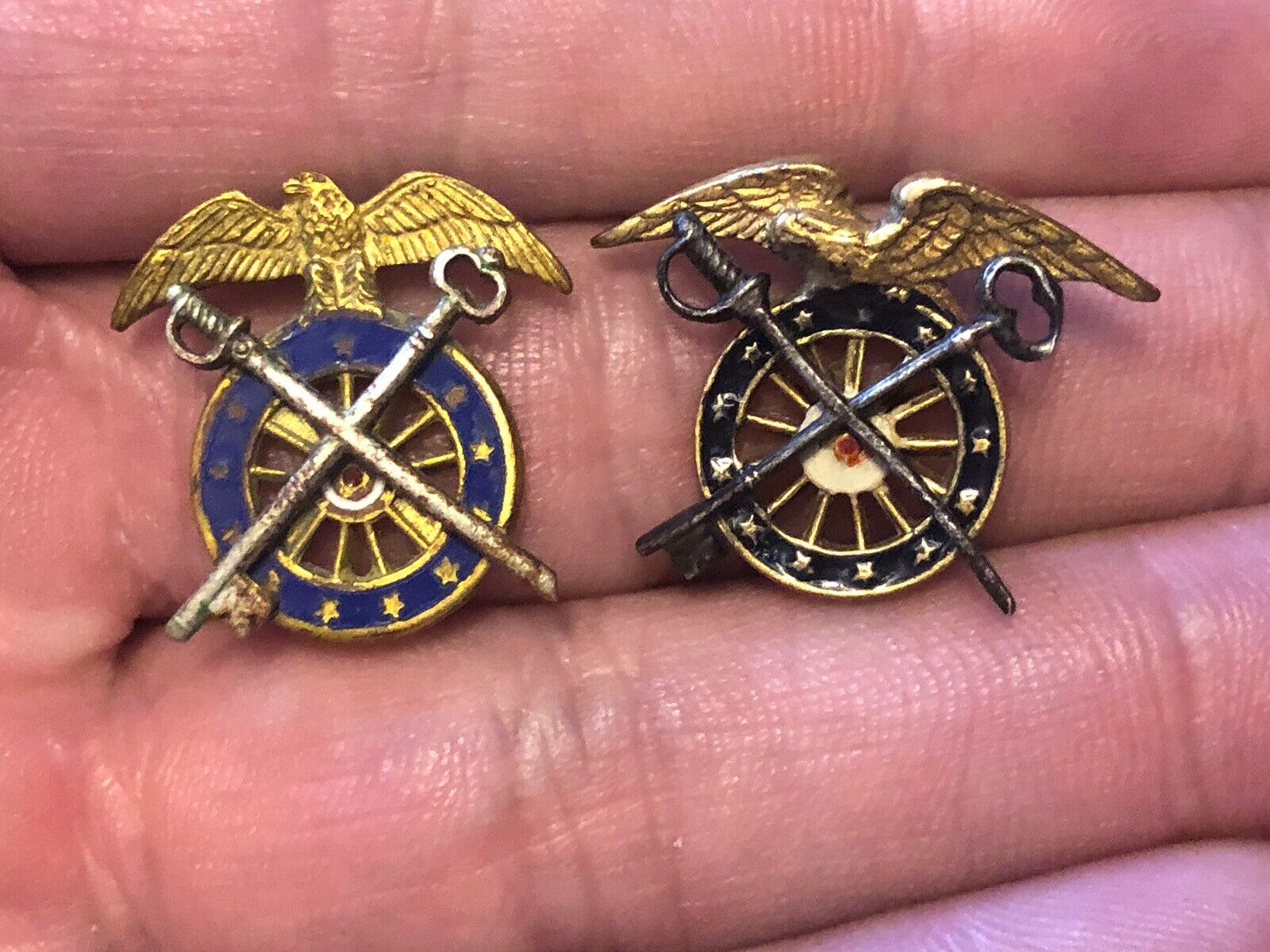 2 Vintage US Army Quartermaster Military Insignia Pins