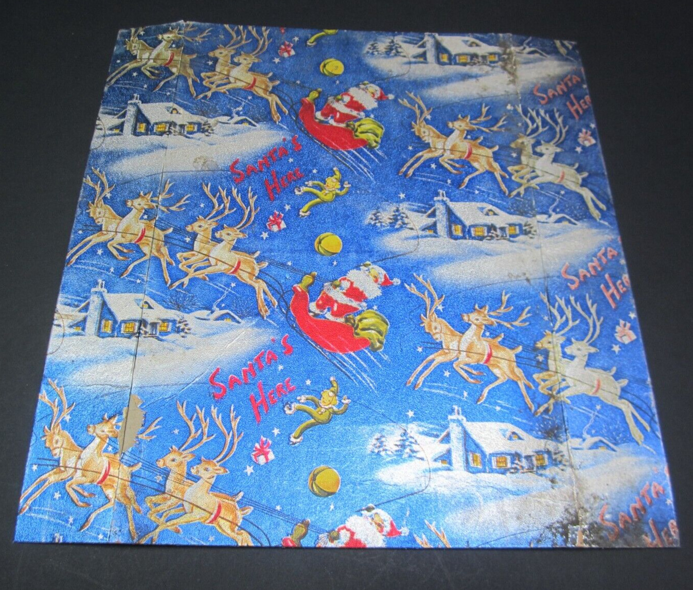 Old Vintage c.1940's - SANTA'S HERE - Santa Claus - Christmas Candy Box Cover