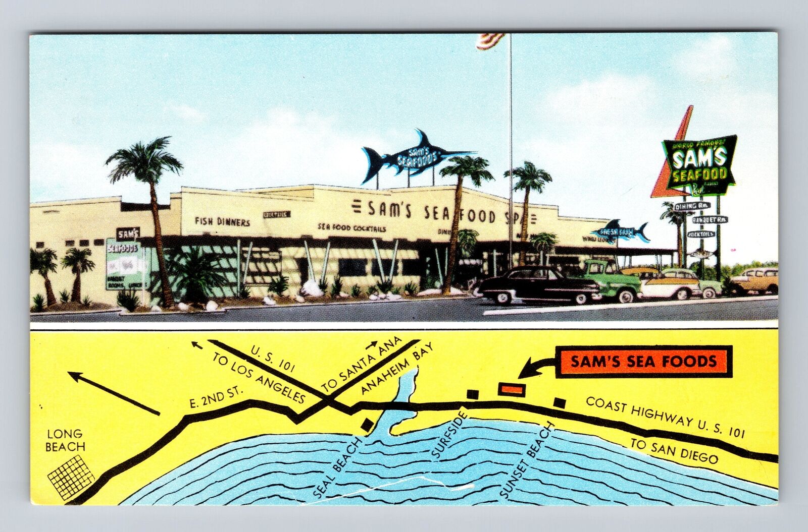 San Francisco CA-California, Sam\'s Seafood Family Restaurant Vintage Postcard